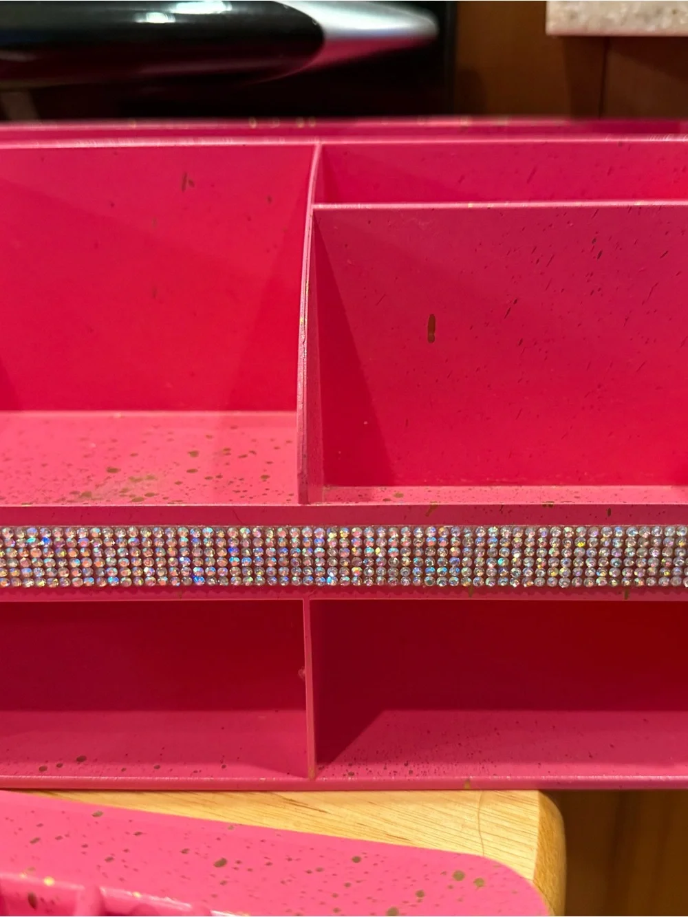 Hot Pink w/ Gold Splash & rhinestone accents Organizer Set & vent cover-Barbie